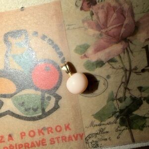 vintahe 14kt solid gold pale pink coral or stone? pendant charm unique ooak